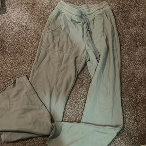 Green, drawstring flared sweats